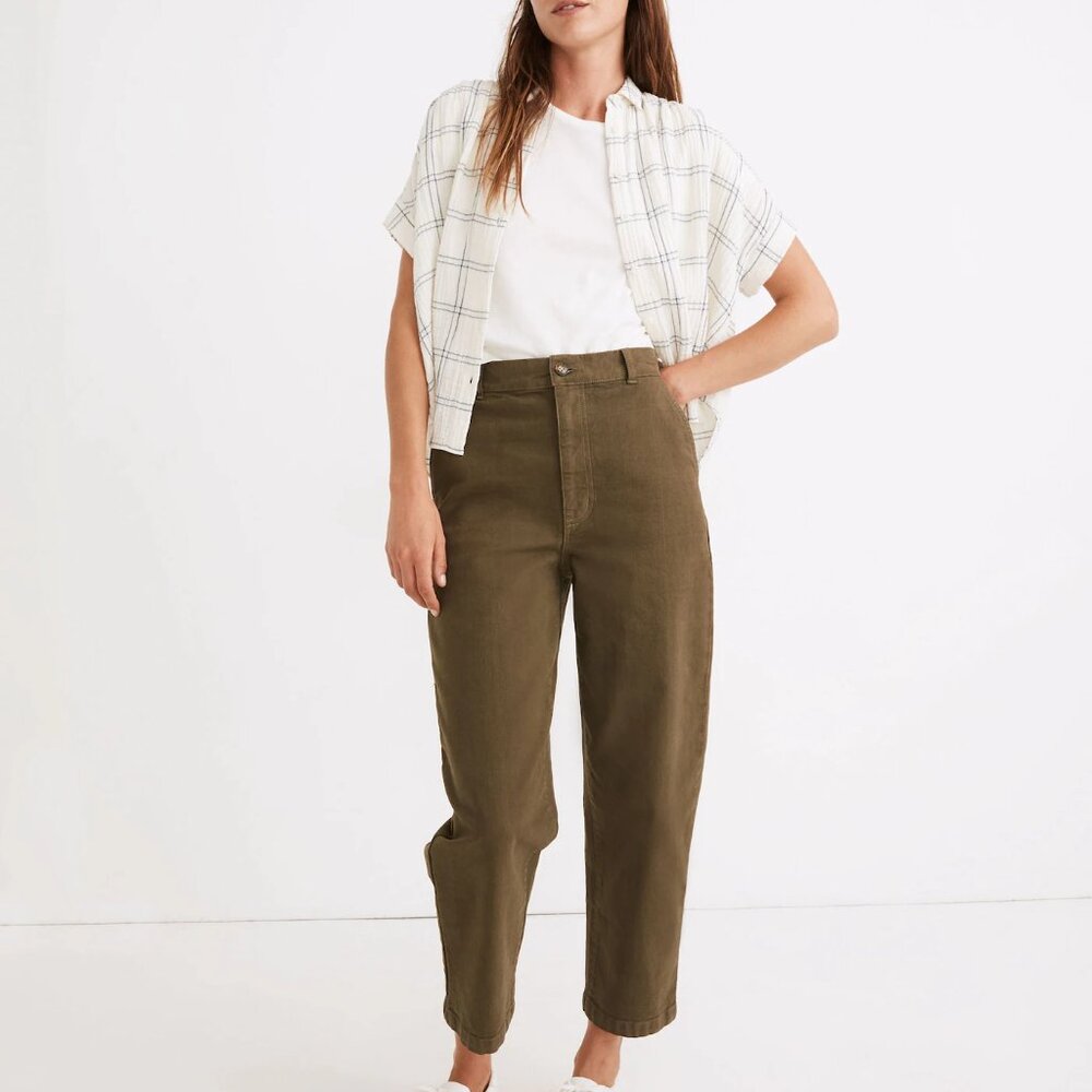 Madewell Olive Green High-Rise Cropped Pants